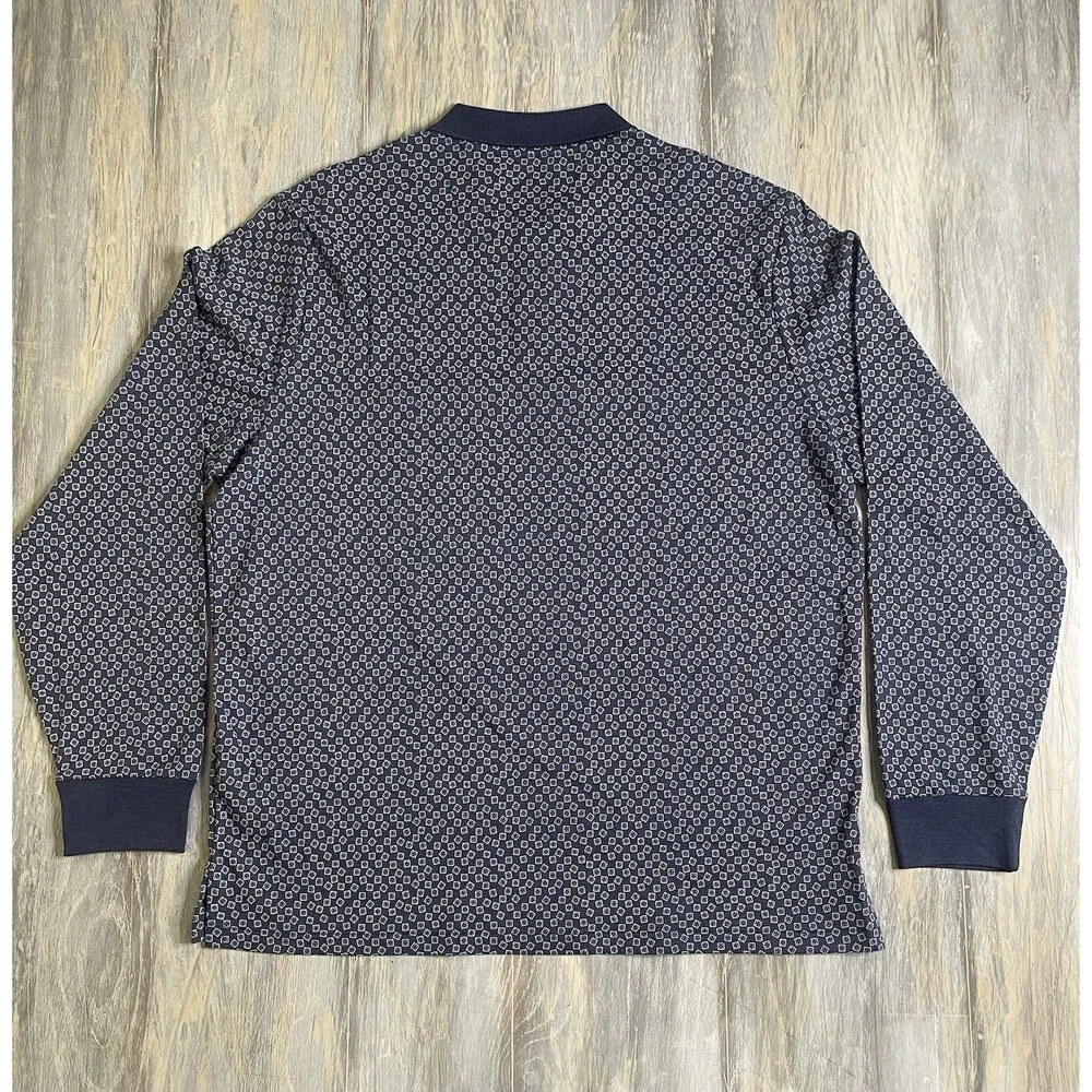Polo Ralph Lauren Polo Shirt Mens XL Blue Long Sleeve Dice Print Custom Slim Fit